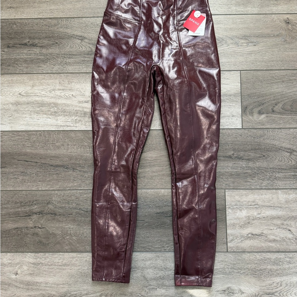 SPANX faux leather Burgundy Women leggings